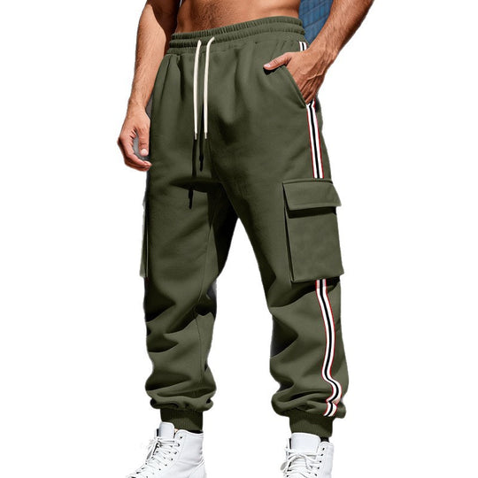 Herren Cargo-Joggerhose mit seitlichen Klapp‑Cargotaschen, Tunnelzug & Rippbündchen EB