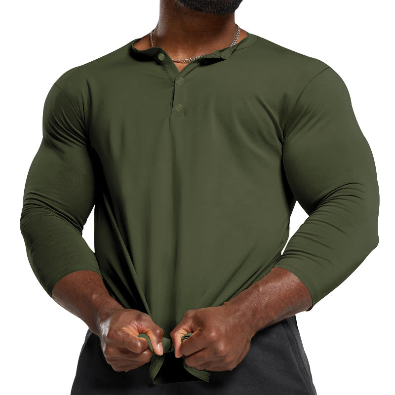 Herren Langarmshirt mit Knopfleiste und modischem Schnitt EB