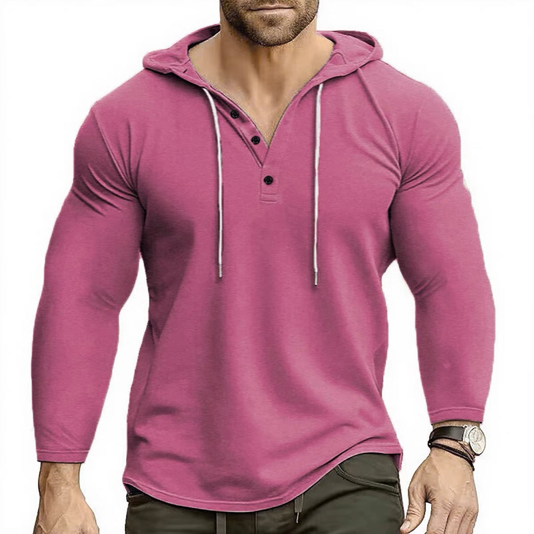 Herren Hoodie mit knöpfbarem Kragen und Kordelzug EB