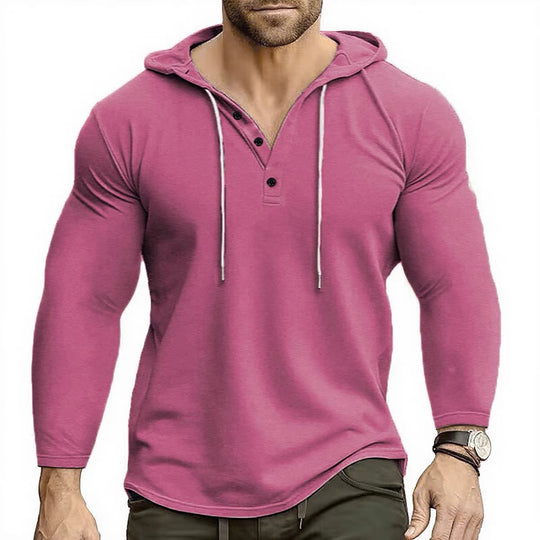Herren Hoodie mit knöpfbarem Kragen und Kordelzug EB