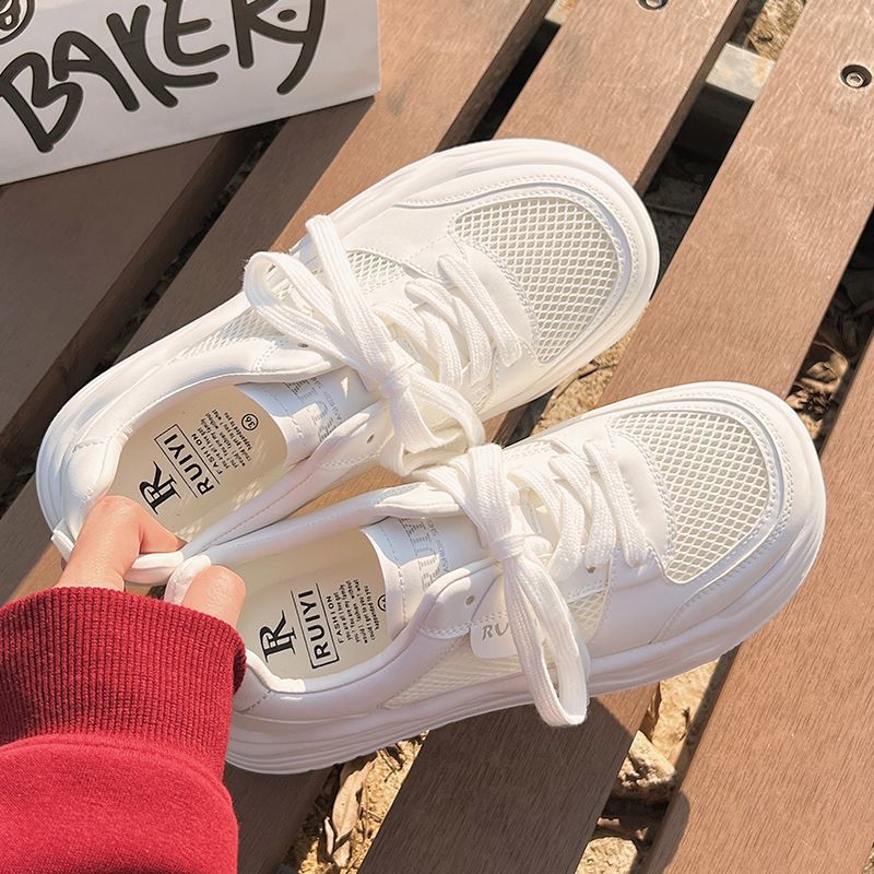 Damen Plateau-Wedge-Sneaker mit atmungsaktiven Mesh-Einsätzen und skulptierter Komfortsohle EB