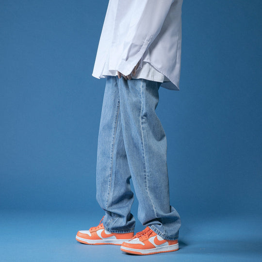 Herren lockere Denim-Jeans im Vintage-Stil mit hoher Taille EB