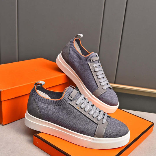 Damen sportliche Sneaker mit elastischem Strick-Obermaterial und rutschfester Sohle EB