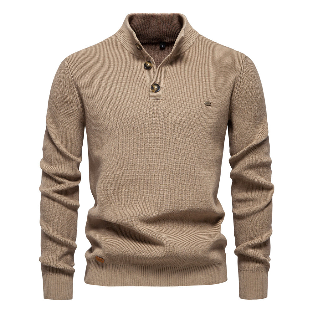 Herren Pullover mit Knopfleiste und strukturiertem Muster EB