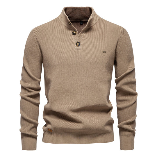 Herren Pullover mit Knopfleiste und strukturiertem Muster EB