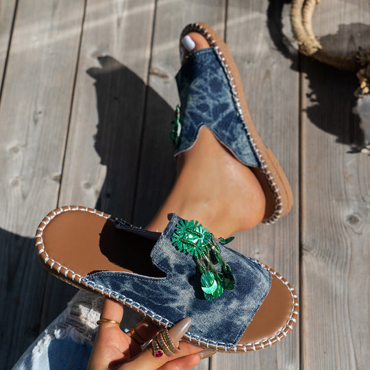 Damen Sommerliche Sandalen mit einzigartigem Glitzerdesign EB
