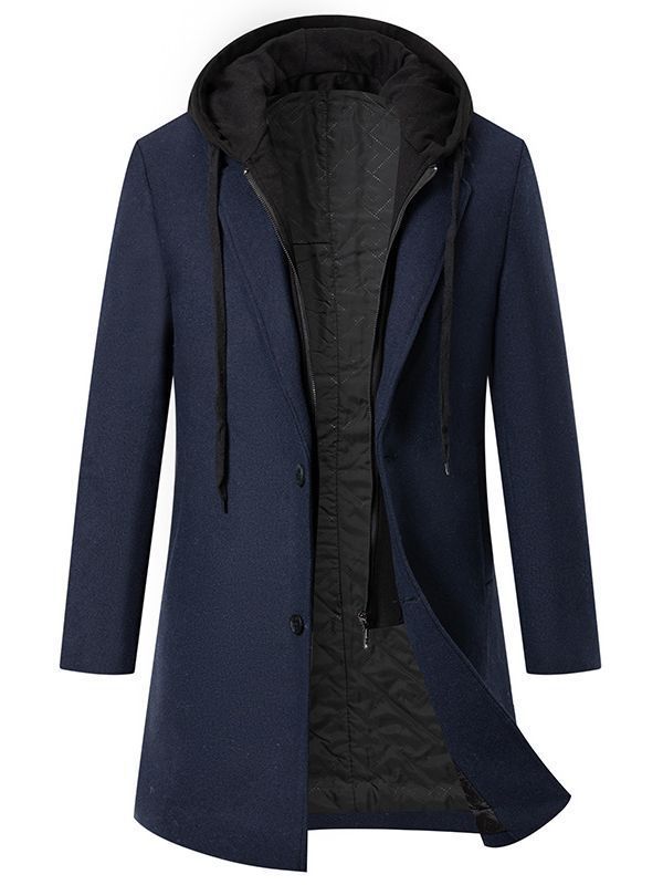 Damen eleganter Mantel mit abnehmbarer Kapuze und Fleece-Futter EB