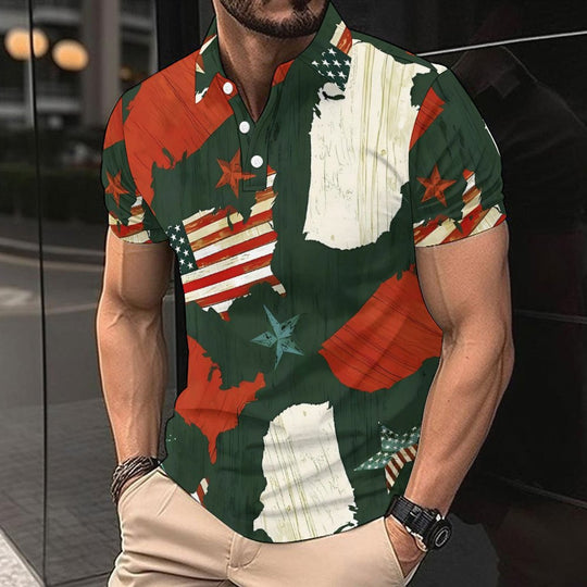 Herren Kurzarm-Hemd mit einzigartigem Länder-Design EB