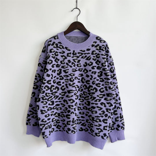 Damen legerer Pullover mit tierischem Muster EB