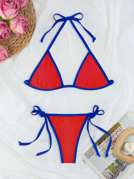 Damen Triangel-Bikini-Set mit individuell anpassbarem Kordelzug EB