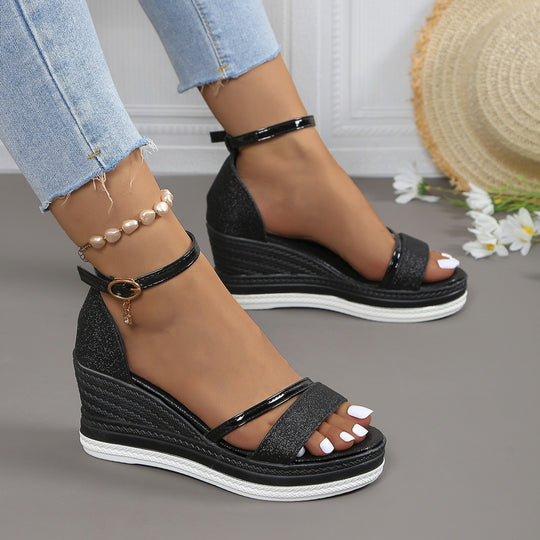 Damen Wedgesandalen mit Glitzer EB