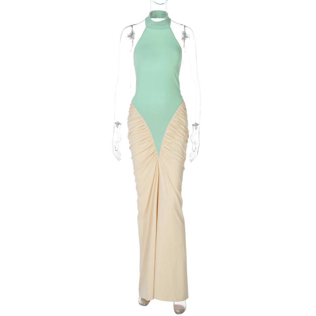 Damen Elegantes Kleid mit hochgeschlossenem Design und kunstvollen Drapierungen EB