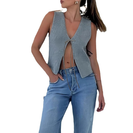 Damen Crop-Oberteil mit raffiniertem Schnürdesign EB