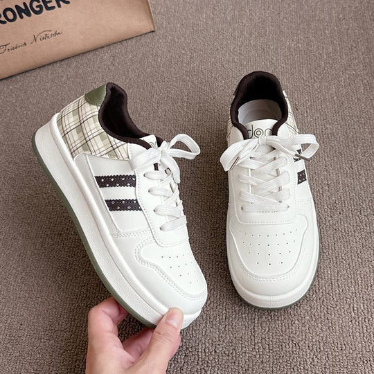 Damen modische Sneakers mit kariertem Einsätzen und gepolsterter Sohle EB