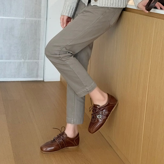 Damen Elegante Freizeitschuhe aus hochwertigem Leder mit modischem Schnürsystem EB