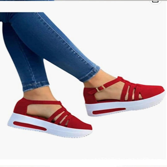Damen Sportliche Plateau-Sneaker mit offenen Riemen EB