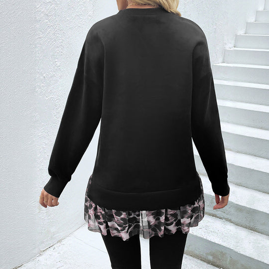 Damen Sweatshirt mit voluminösen Rüschendetails EB