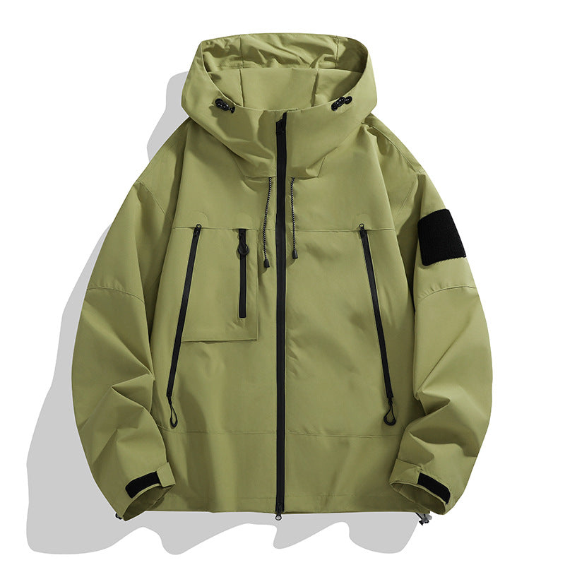 Damen multifunktionale Outdoor-Jacke mit verstellbarem Kapuzenkragen und praktischen Taschen EB