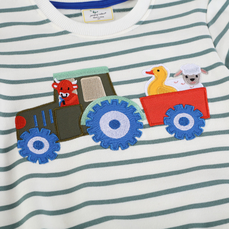 Jungen Sweatshirt mit lebhaftem Traktordesign und Tierapplikationen EB