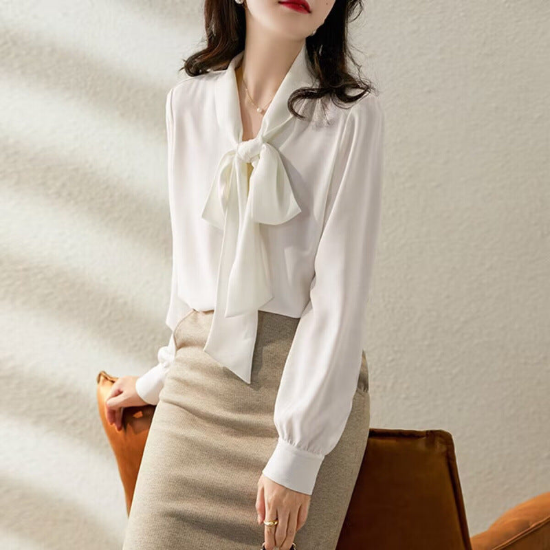 Damen Elegante Schleifenbluse EB
