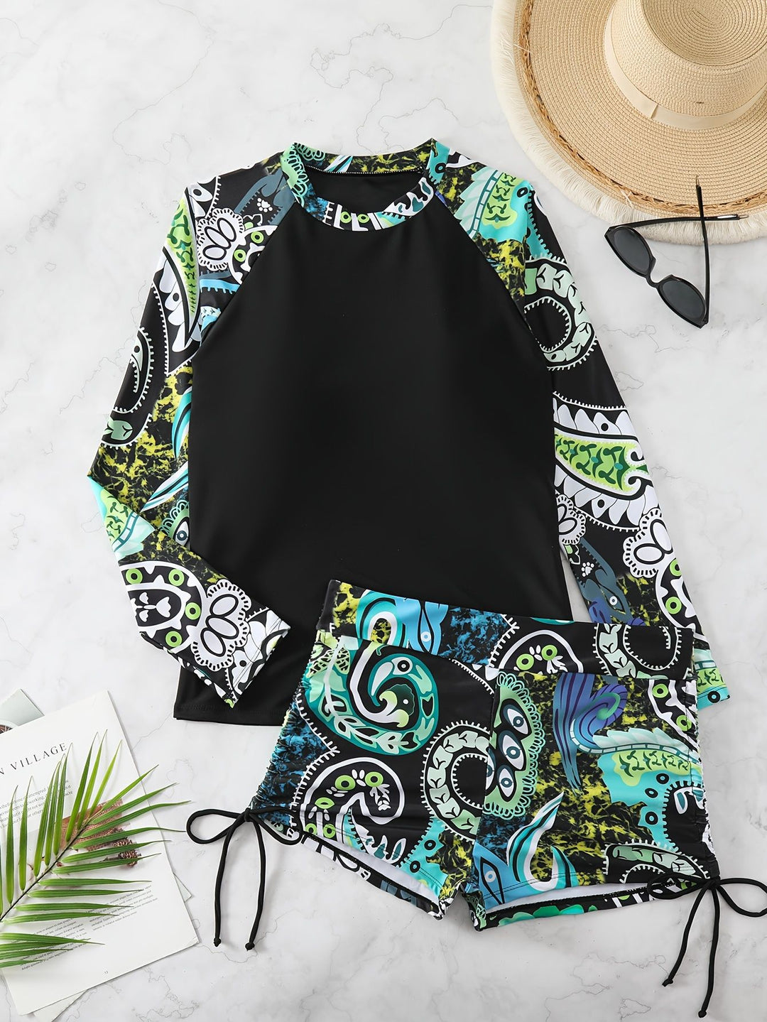 Damen Rashguard mit kurzen Badeshorts EB