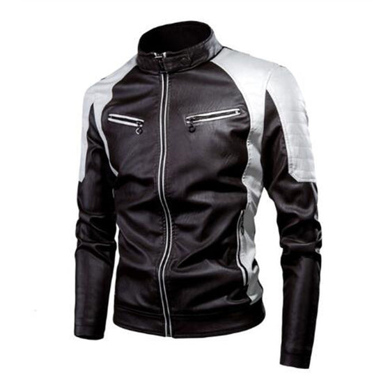 Herren Kunstleder-Pilotenblouson im Rennsportstil mit gesteppter Schulterpartie EB