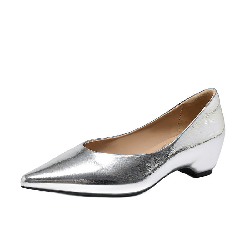 Damen elegante spitze Pumps mit metallic Oberfläche EB