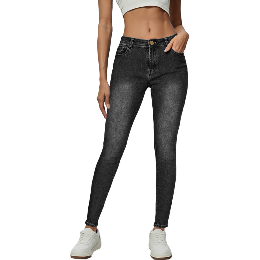 Damen Skinny Jeans im modernen Used-Look mit hohem Bund und elastischem Stretch EB