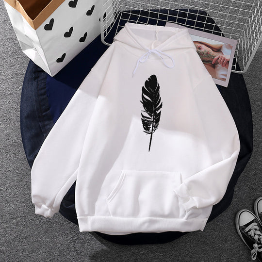 Damen nan Kapuzenpullover mit Fingerherz-Print, Oversize-Schnitt und Kängurutasche EB