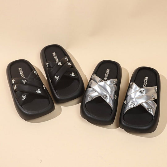 Damen Mode-Slipper mit funkelnden Applikationen EB