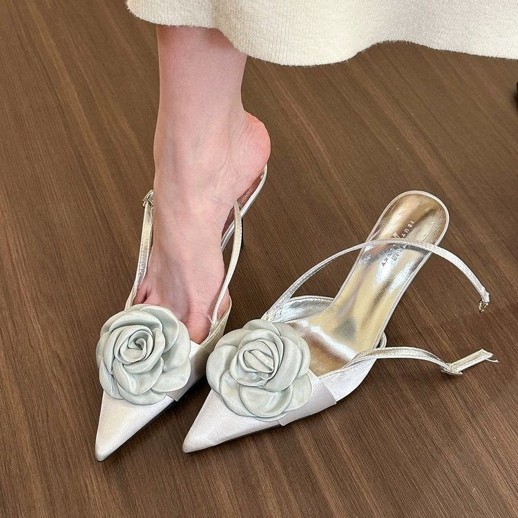 Damen Slingpumps mit Blumenapplikation EB