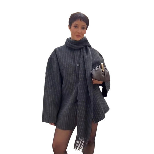Damen Oversized Jacke mit Fransendetails EB