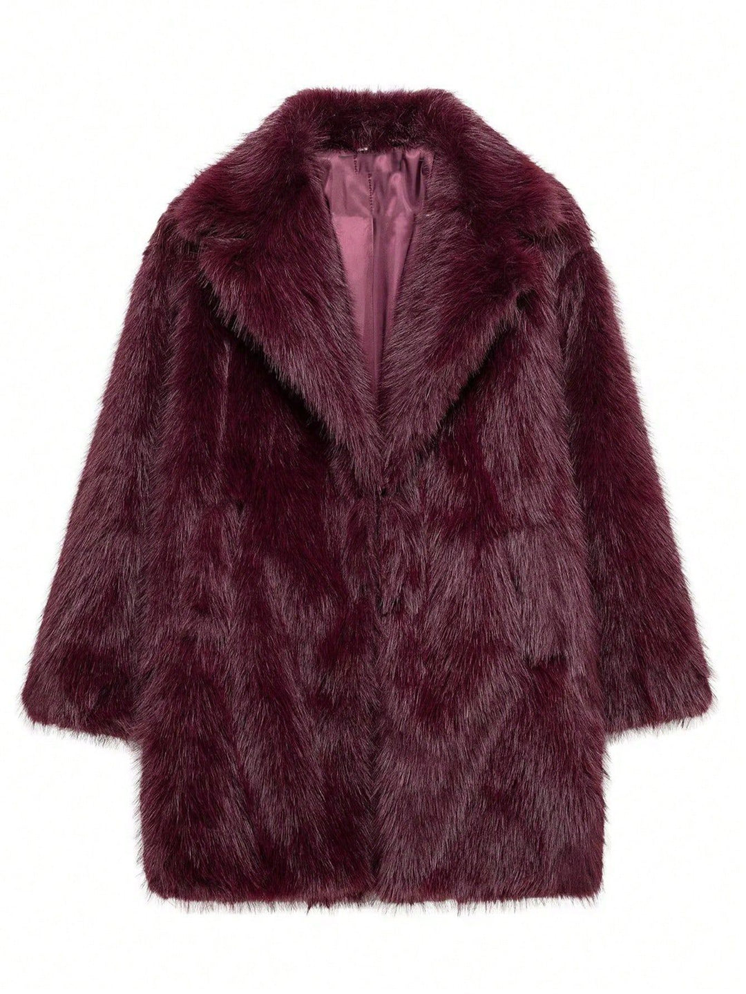 Damen luxuriöse Kunstfelljacke mit weichem Revers und großen Taschen EB