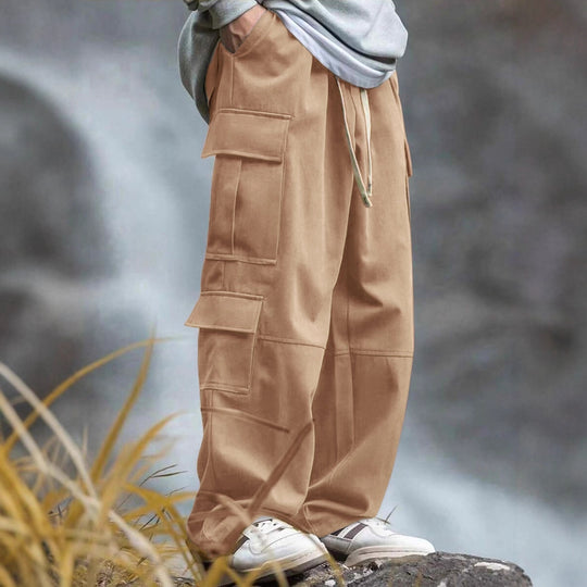 Herren nan weite Cargo-Hose mit Mehrfachtaschen, Tunnelzug und verstärkten Kniepartien EB