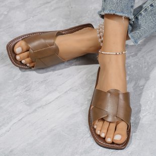 Damen Komfortable Riemchen-Pantoletten mit modischem Kreuzband-Design EB
