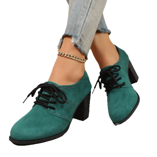 Damen elegante Plateau-Schnürschuhe mit modischem Blockabsatz und komfortablem Fußbett EB