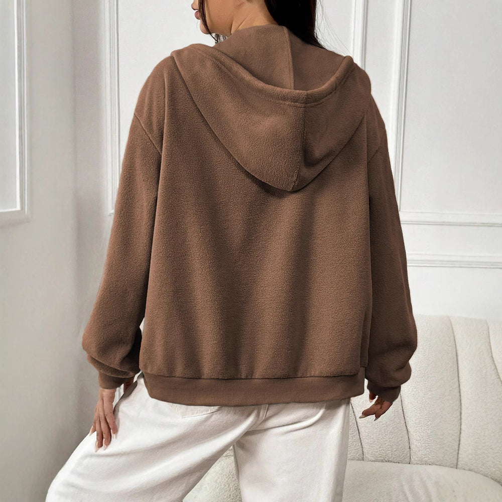 Damen Fleece-Jacke mit durchgehendem Reißverschluss und Kapuze EB