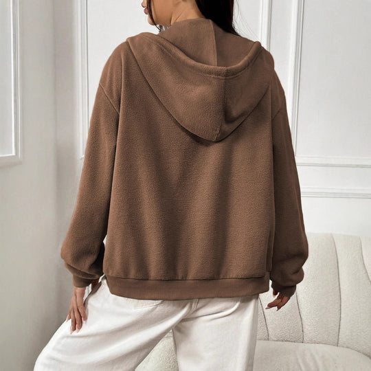 Damen Fleece-Jacke mit durchgehendem Reißverschluss und Kapuze EB