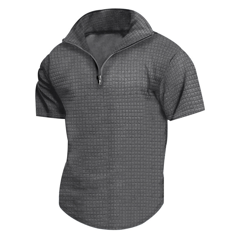 Herren konvertible Kurzarmjacke mit Reißverschluss und strukturiertem Design EB