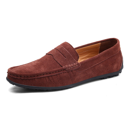 Herren nan eleganter Wildleder-Loafer mit handgenähter Moccasinnaht und rutschfester Gummiprofilsohle EB