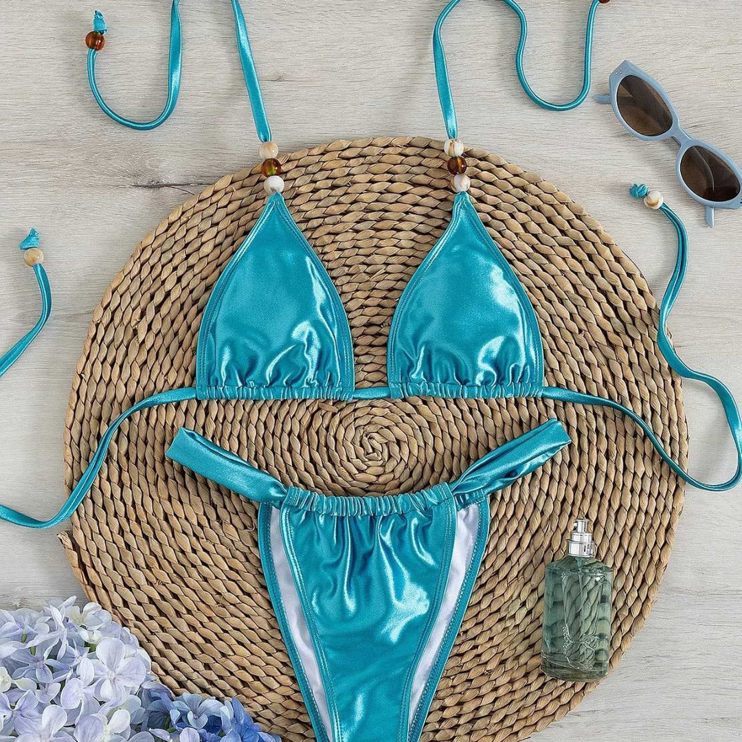 Damen Triangel-Bikini mit elegantem Falten-Design EB