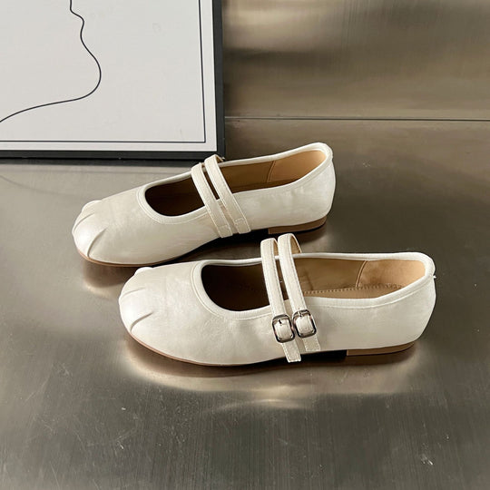 Damen Ballerinas mit elegantem doppeltem Riemen und weicher Innensohle EB