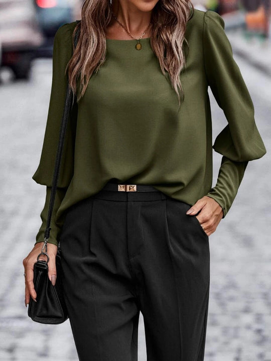 Damen modische Bluse mit elegantem Puffärmel und hochwertiger Stoffqualität EB