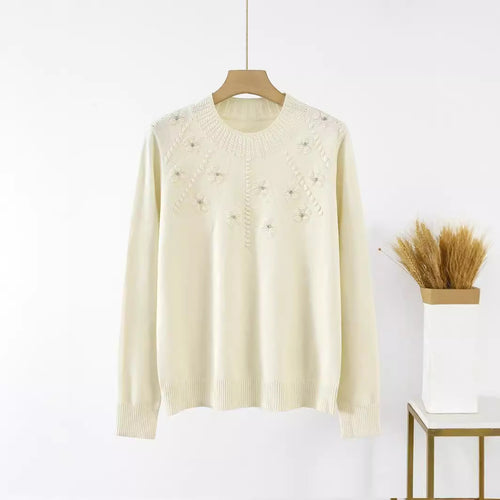 Damen eleganter Strickpullover mit floralem Design EB