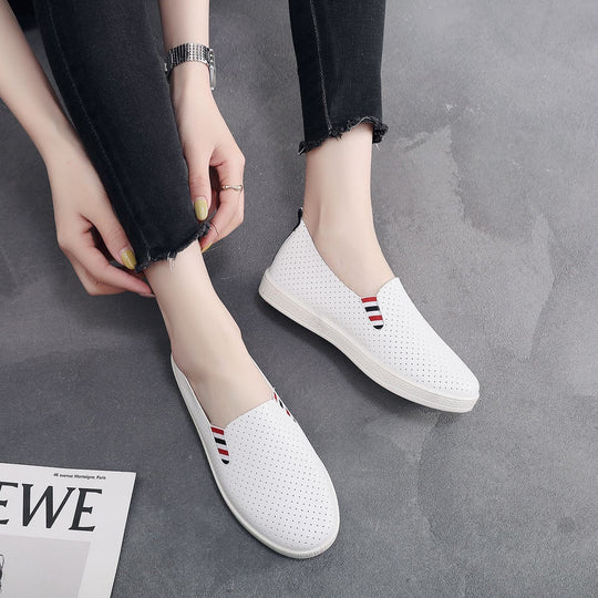 Damen komfortable Slip-On Schuhe mit perforiertem Obermaterial EB