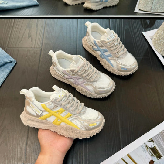 Damen Sportliche Trend-Sneaker mit atmungsaktiven Mesh-Obermaterialien und stoßdämpfender Sohle EB