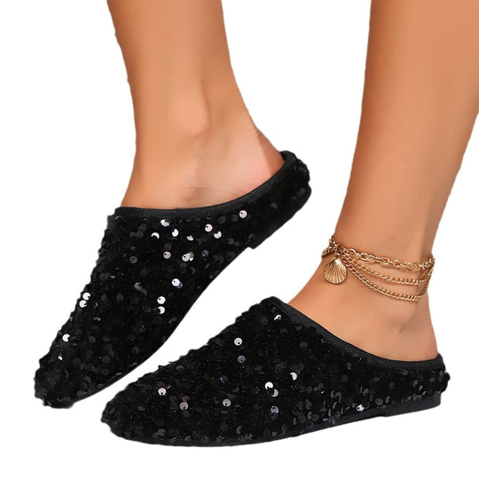 Damen Glitzernde Slippers mit funkelnden Pailletten und weichem Innenmaterial EB
