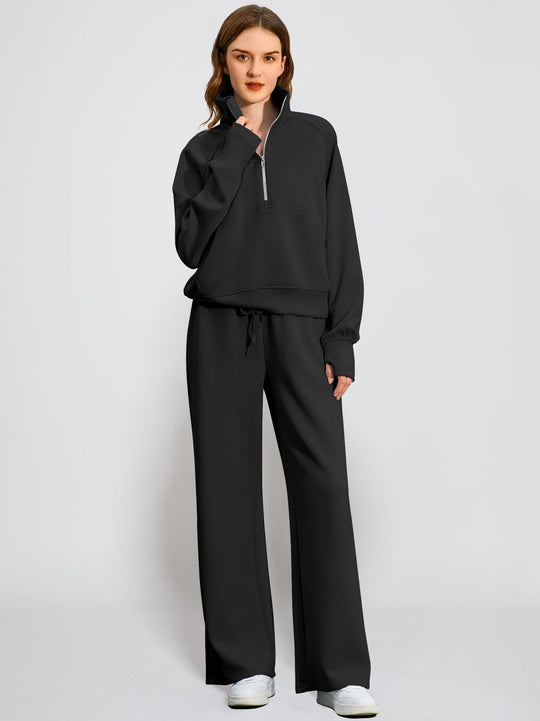 Damen Sportives Set mit Stehkragen und weitem Beinschnitt EB