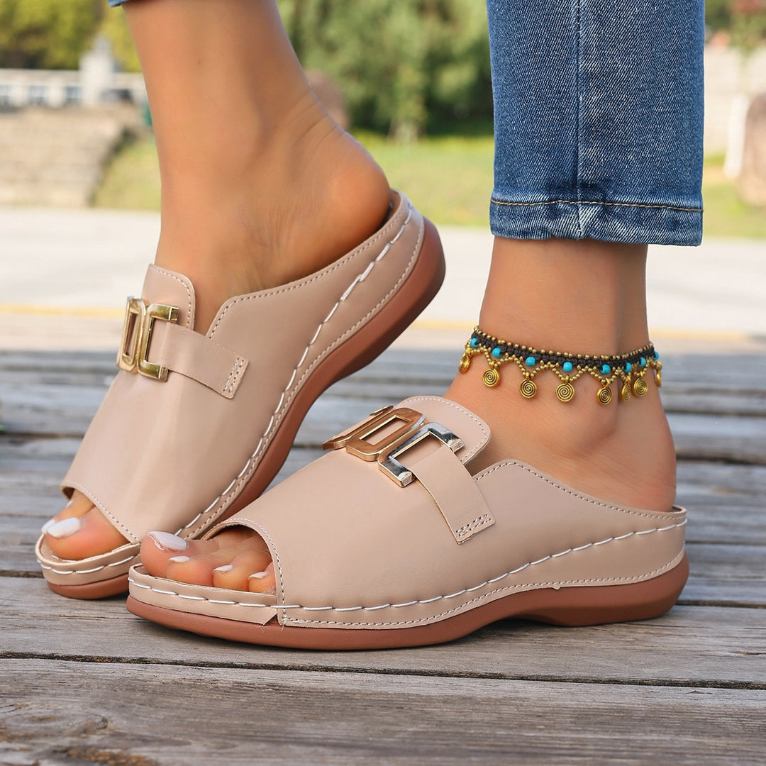 Damen Komfortable Mules mit eleganten Schnallenakzenten EB