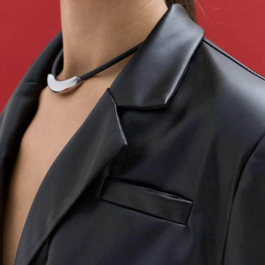 Damen lässige kurz geschnittene Kunstjacke EB